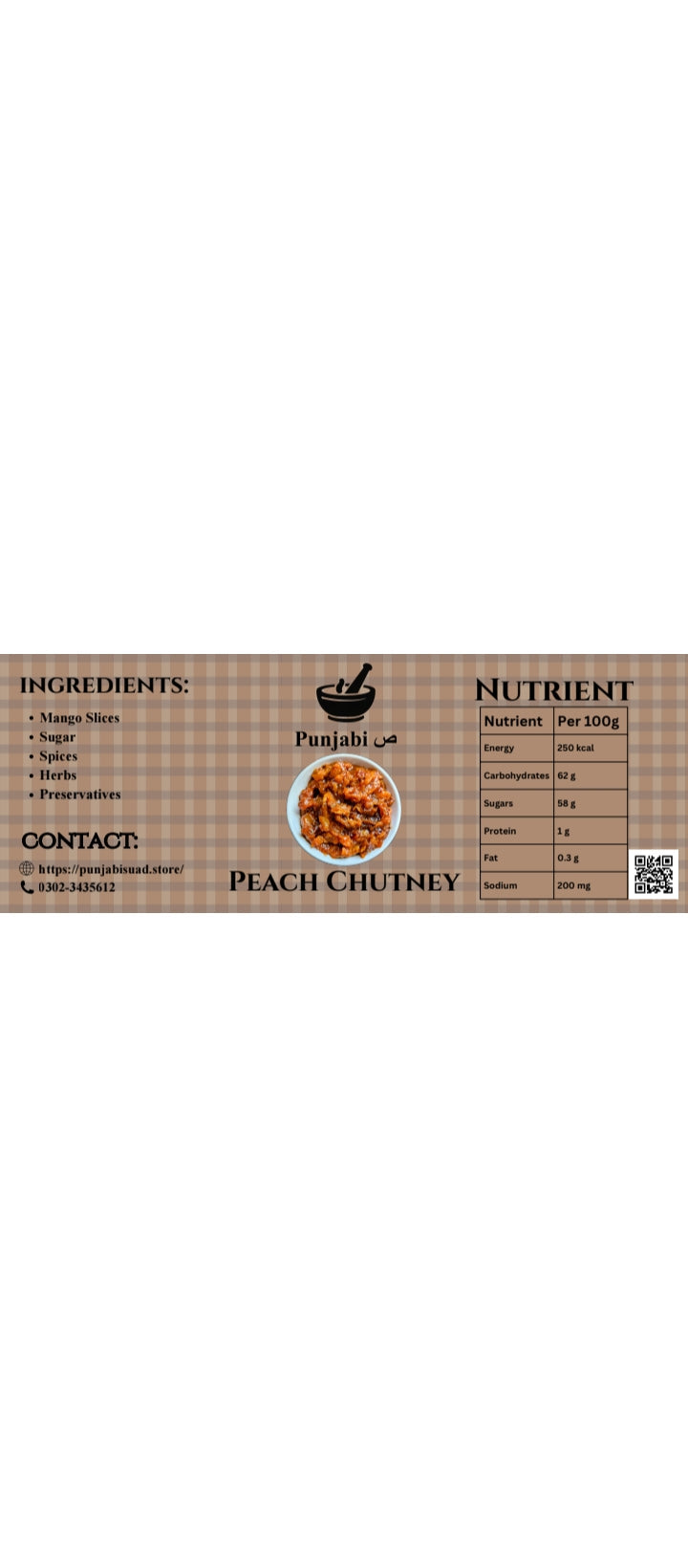 Punjabi Suad Peach Chutney – Ingredients & Nutrition Label