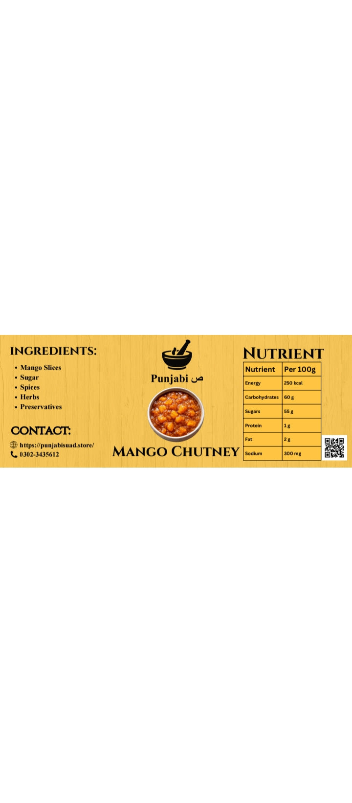 Punjabi Suad Mango Chutney – Ingredients & Nutrition Label
